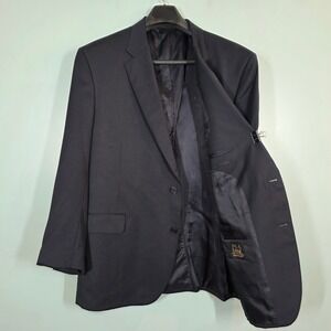 Jos A Bank Mens Blazer 50L Navy 100% Wool 2 Button Sport Coat Jacket 50 Long